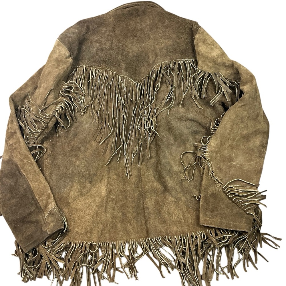 Vintage 1960/70s brown suede fringe jacket fully lined S/M - Picture 2 of 6